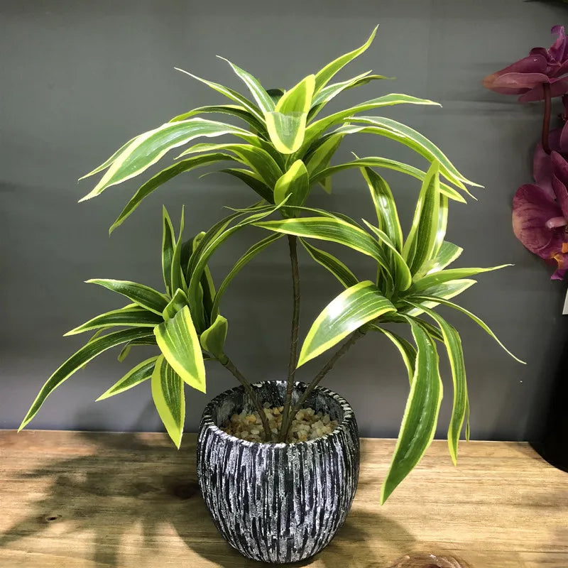 Artificial potted palm tree with three heads for indoor decoration