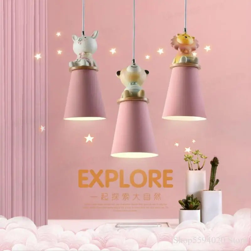 Creative animal cartoon chandelier for children's bedroom