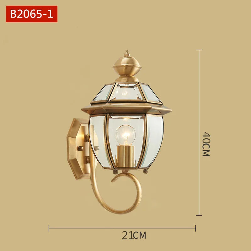 Modern outdoor glass and copper waterproof wall light - vue 6 sur 7