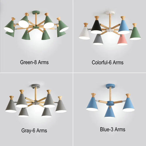 Nordic wooden pendant light for interior decor - vue 7 sur 26