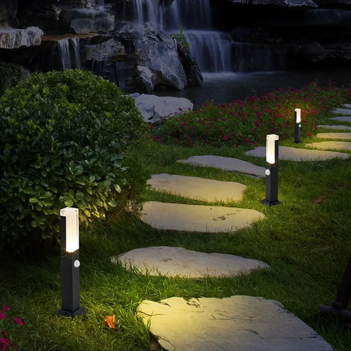 Motion sensor 10W LED outdoor lawn lamp IP65 waterproof aluminium acrylic lampshade for garden, villa, pathway, landscape – 8702674993498 - vue 2 sur 9