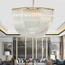 Post-modern gold or chrome LED E14 pendant chandelier with round glass shade