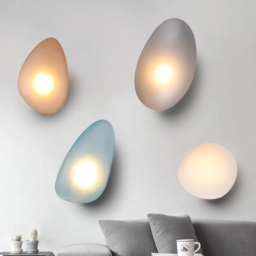 Modern nordic LED wall light pebble design for bedroom and staircase - vue 2 sur 21