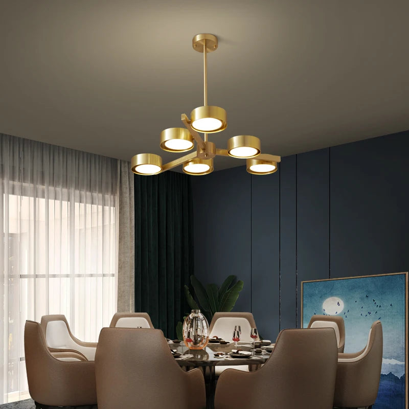 lustre nordique en cuivre design créatif pour éclairage moderne - vue 4 sur 9