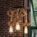 Adjustable vintage hemp rope chandelier for restaurant