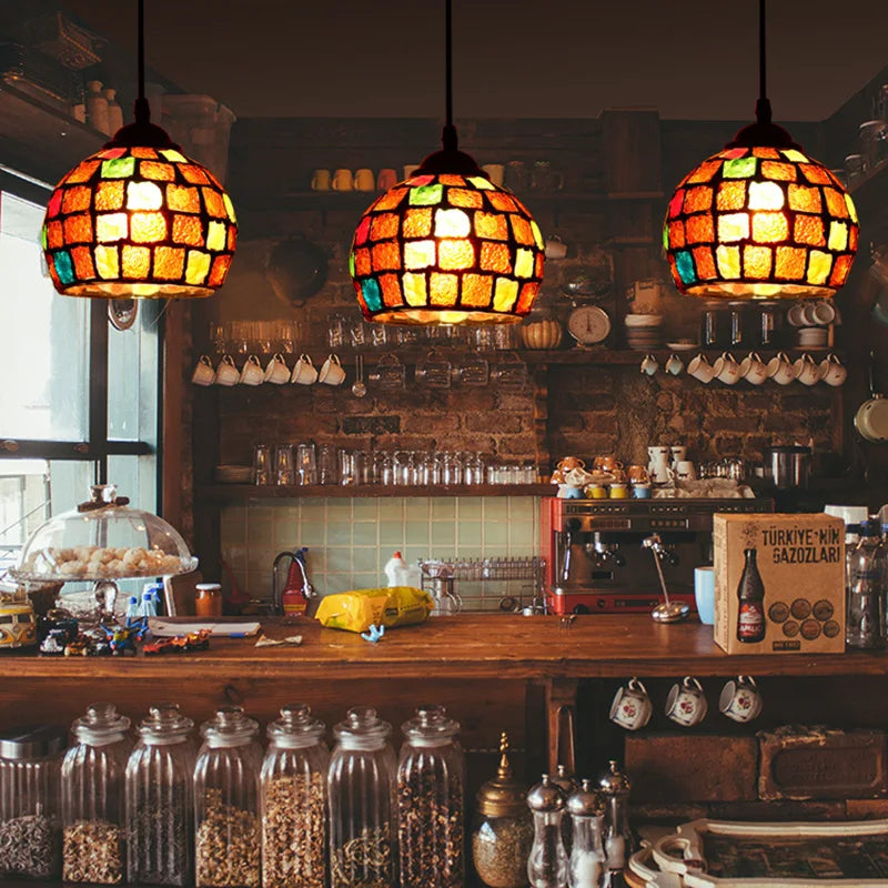 Turkish mosaic glass pendant light for hotels bars and restaurants - vue 6 sur 23