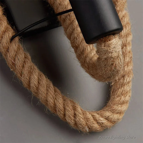 Industrial vintage hemp rope wall light - vue 6 sur 8