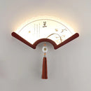 Decorative retro Asian design LED wooden fan wall light