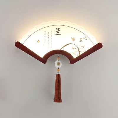 Decorative retro Asian design LED wooden fan wall light - vue 17 sur 18