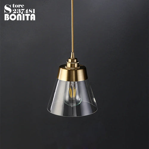 Elegant and luxurious retro brass and glass pendant light - vue 2 sur 9