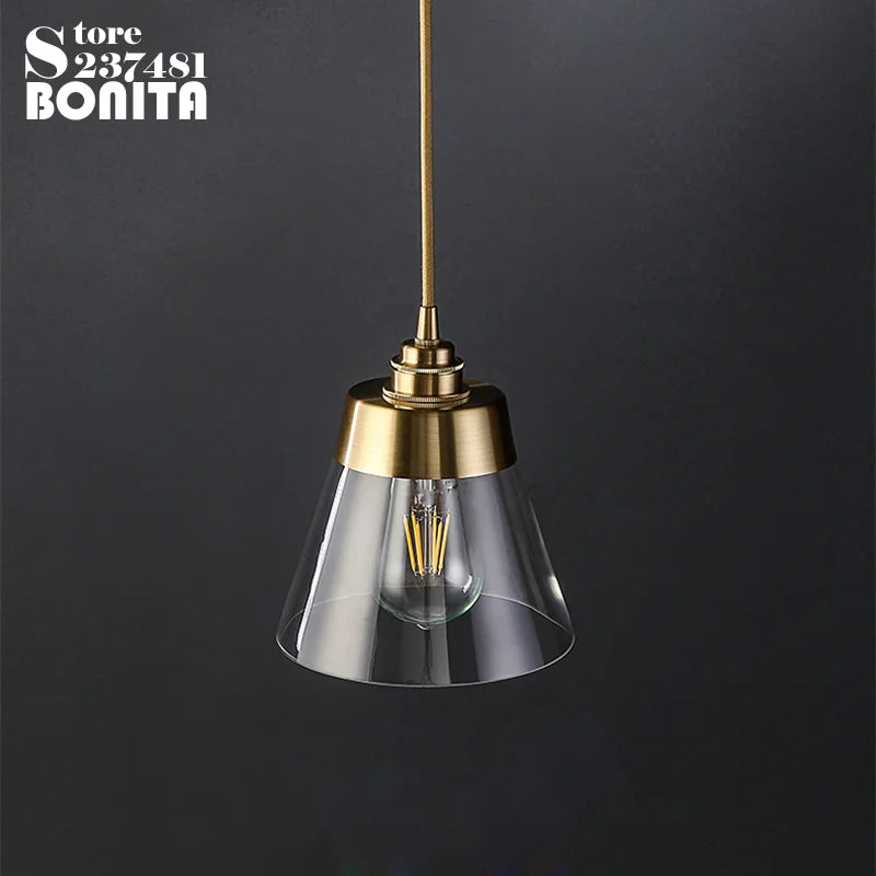 Elegant and luxurious retro brass and glass pendant light