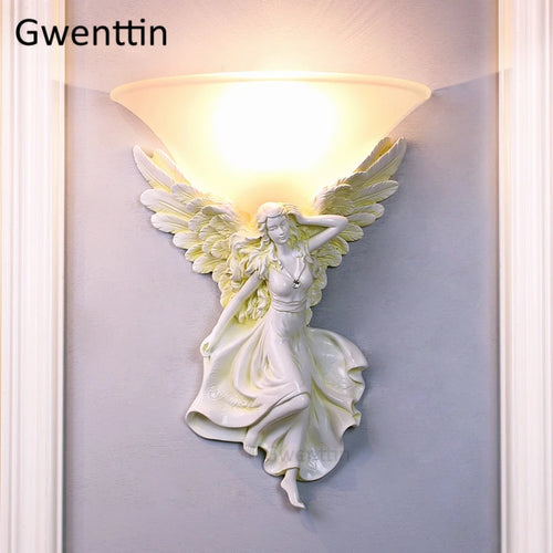 Modern goddess angel art deco wall light with elegant design for interiors - vue 3 sur 10