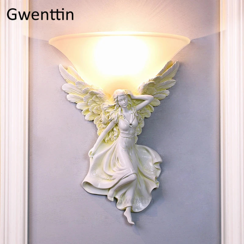 Modern goddess angel art deco wall light with elegant design for interiors - vue 3 sur 10