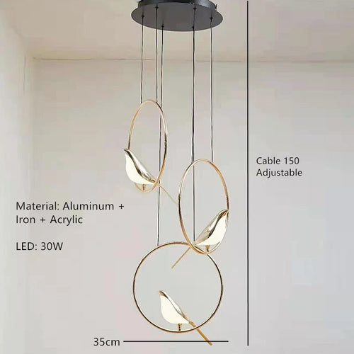 Gold plated modern adjustable novelty bird LED pendant light - vue 17 sur 18