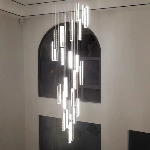 Gold LED crystal chandelier for elegant and refined indoor lighting - vue 5 sur 16