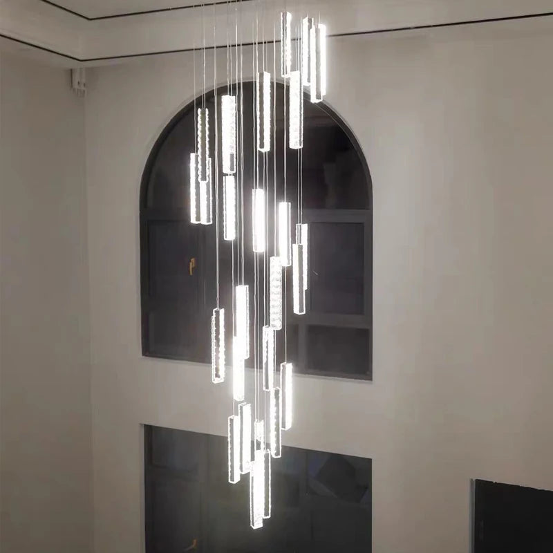 Gold LED crystal chandelier for elegant and refined indoor lighting - vue 4 sur 16