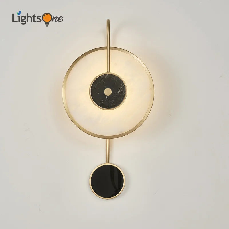 Nordic marble wall light with decorative clock