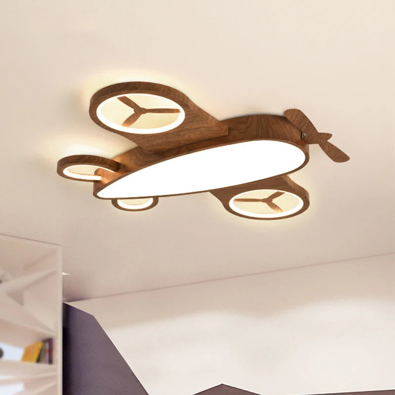 Nordic airplane ceiling light with remote control for children