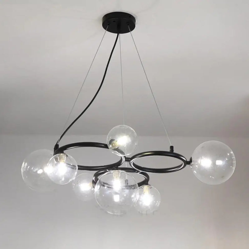 Modern transparent glass chandelier with adjustable metal cord