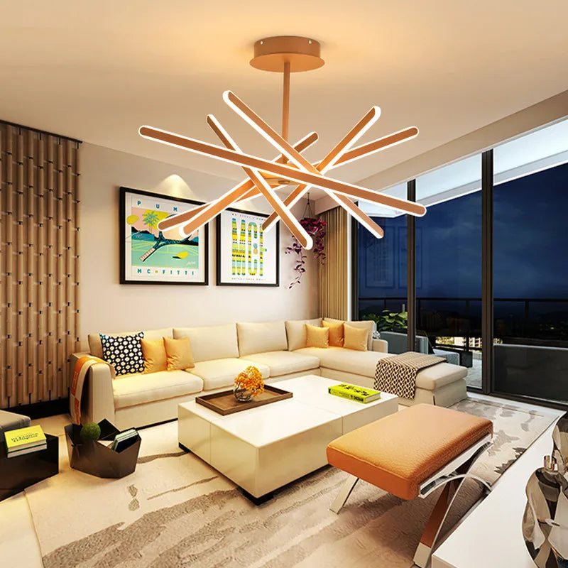 Modern LED chandelier with remote control and dimmable brightness