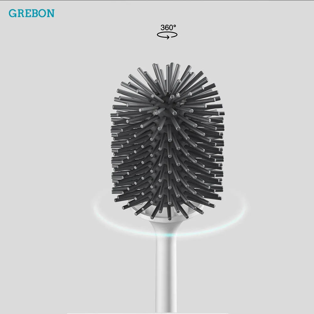 Self-cleaning silicone toilet brush holder for bathroom