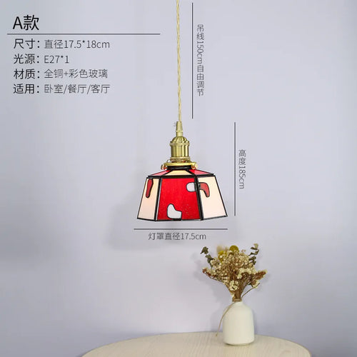 Retro stained glass pendant light Japanese style for interior decoration