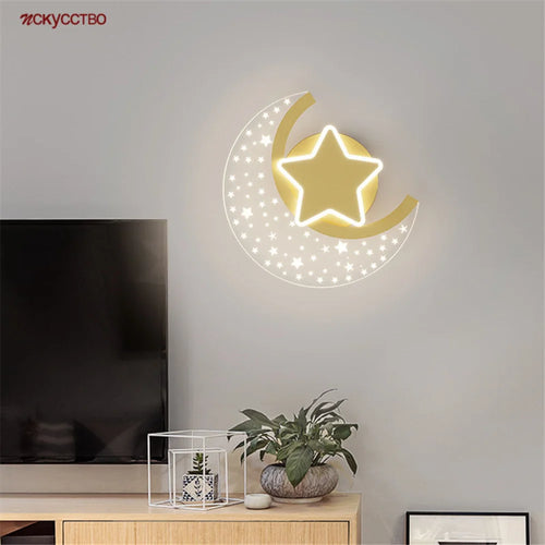 LED star and moon wall light for interior decoration - vue 2 sur 8