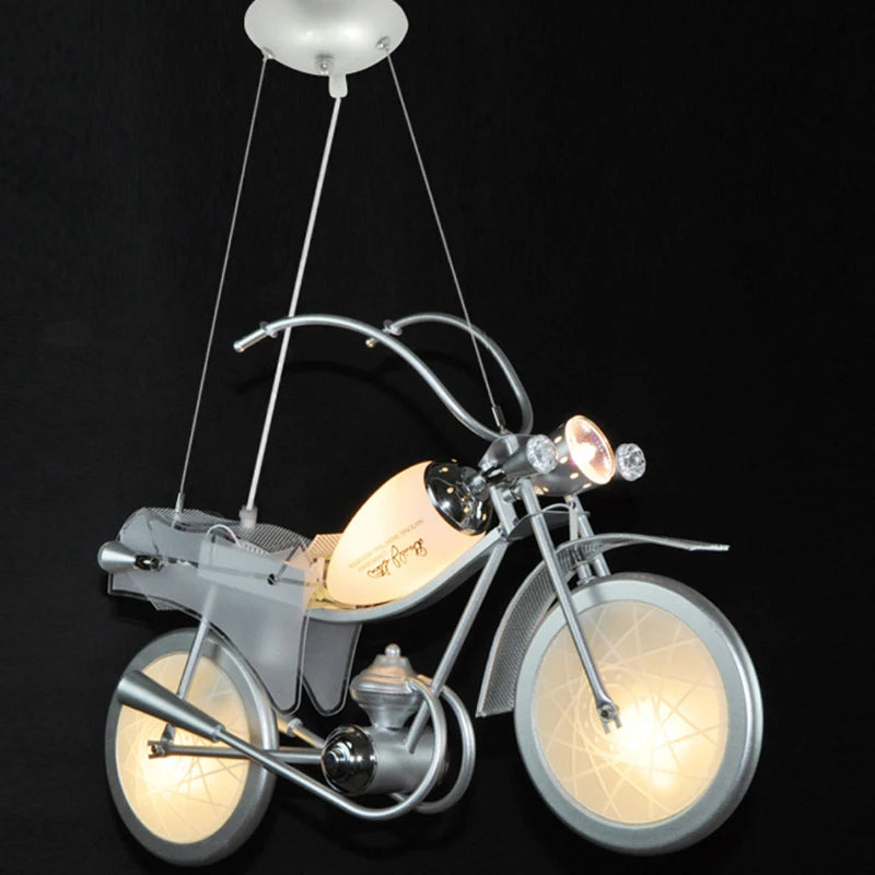 Nordic creative LED motorcycle pendant light for children's room acrylic - vue 6 sur 9