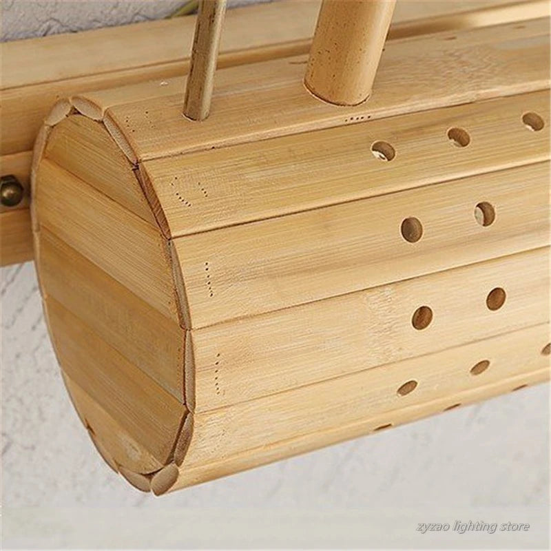 Retro woven bamboo wall light japanese style - vue 6 sur 10