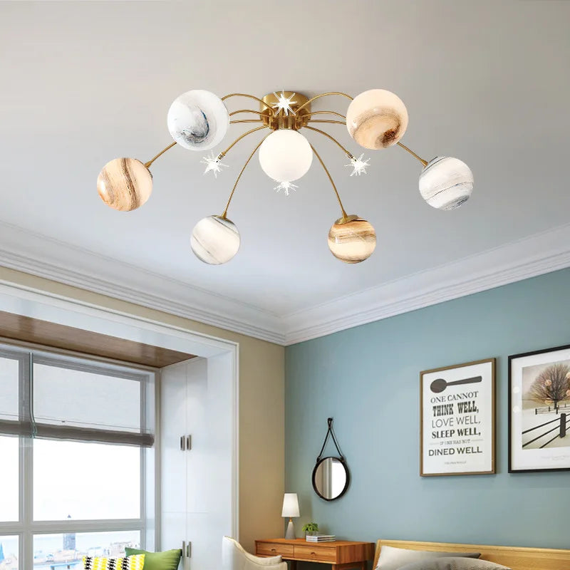 Children's glass chandelier with bright modern design for bedroom - vue 5 sur 7