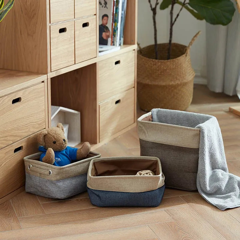 large double-layer cotton and linen storage baskets