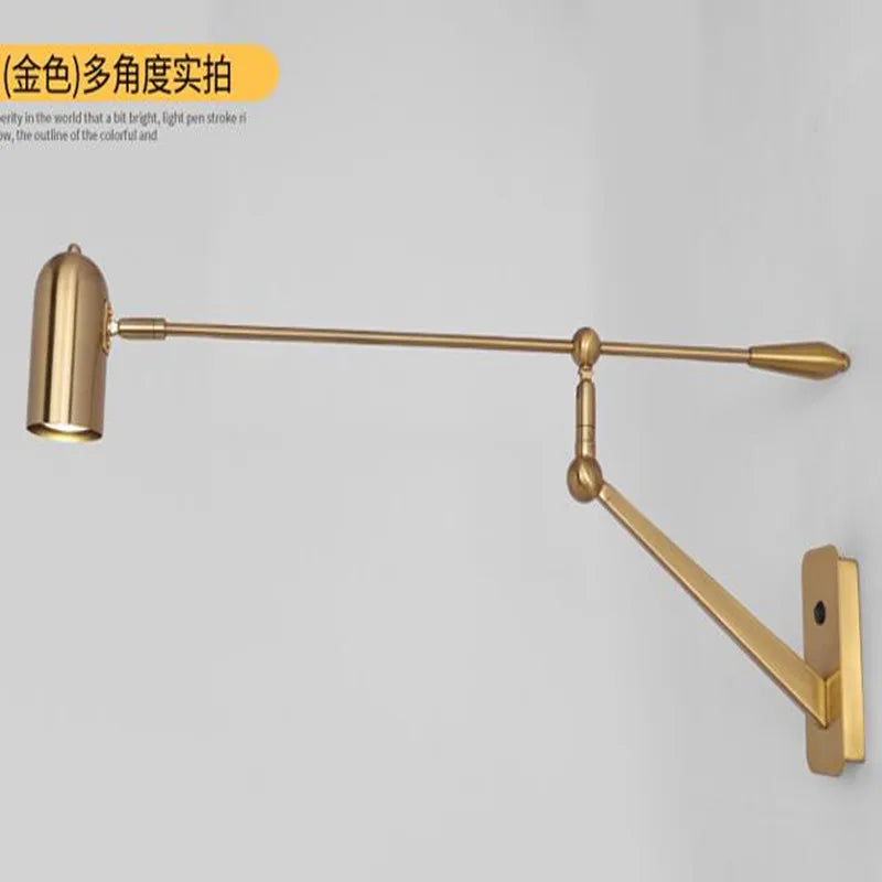 Retractable LED wall light with folding arm