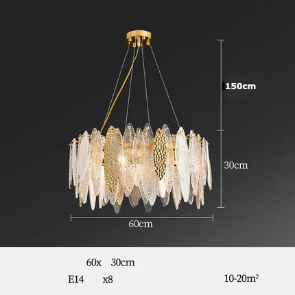 Art Deco LED chandelier in iron and glass with elegant design for modern lighting - vue 20 sur 25