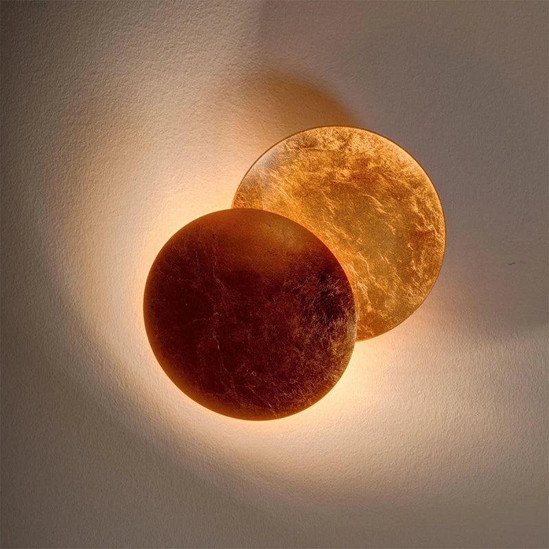 Round gold copper moon eclipse LED wall light - vue 4 sur 11