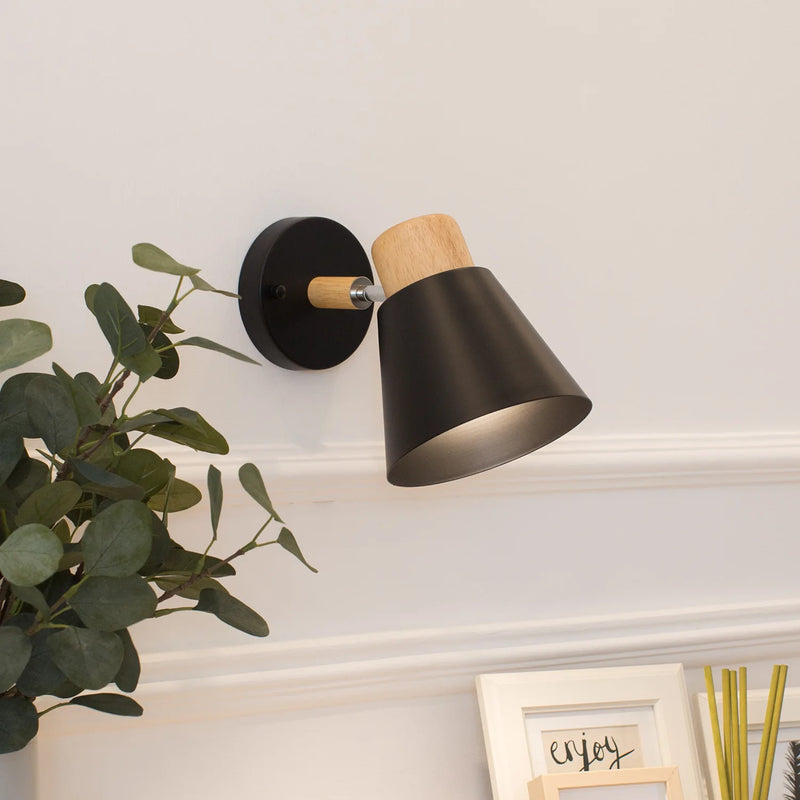 Nordic wood wall light for study and staircase