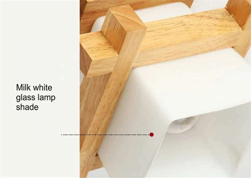 Japanese glass and wood ceiling light for modern interiors - vue 5 sur 8