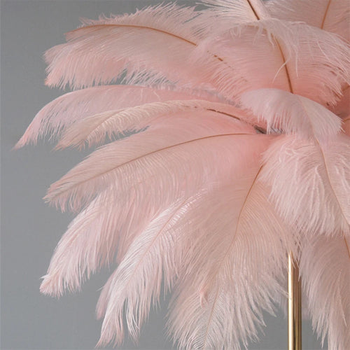 Nordic ostrich feather floor lamp with LED lighting - vue 6 sur 12
