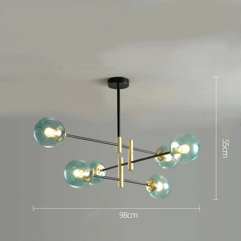 Modern LED glass ball chandelier nordic creative lighting - vue 8 sur 18