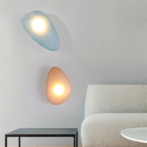 Modern nordic LED wall light pebble design for bedroom and staircase - vue 7 sur 21