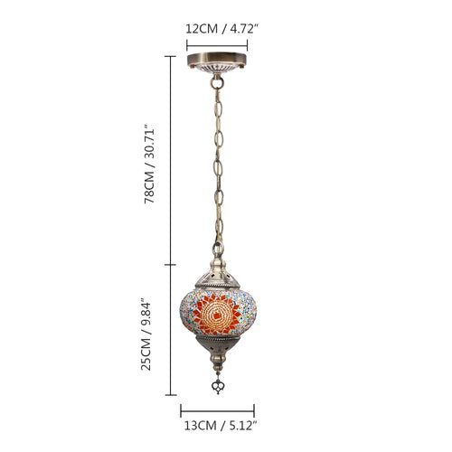 Handmade Turkish mosaic glass pendant light Mediterranean decoration - vue 16 sur 27