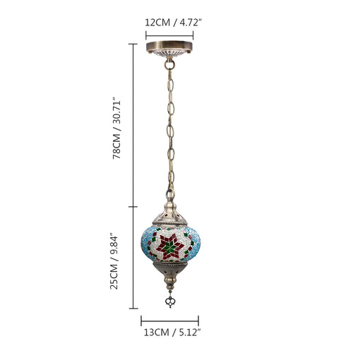 Handmade Turkish mosaic glass pendant light Mediterranean decoration - vue 12 sur 27