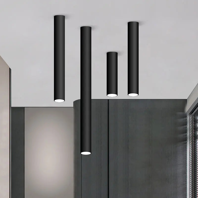 Modern long cylinder LED aluminium surface-mounted ceiling spotlight for living room, kitchen or office