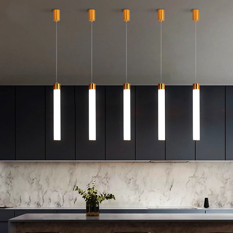 Nordic minimalist long tube acrylic LED pendant light