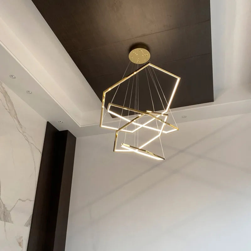 Modern LED chandelier in stainless steel for creative interiors - vue 5 sur 8