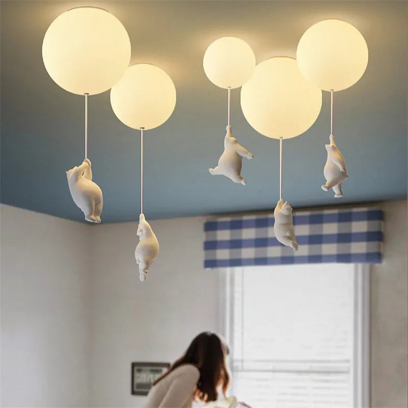 Animated bear LED ceiling light for children's bedrooms and living room decor