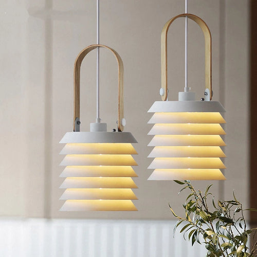 creative wooden pendant light for restaurant and kitchen - vue 4 sur 9