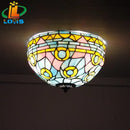 Tiffany Mediterranean art stained glass ceiling light warm and inviting