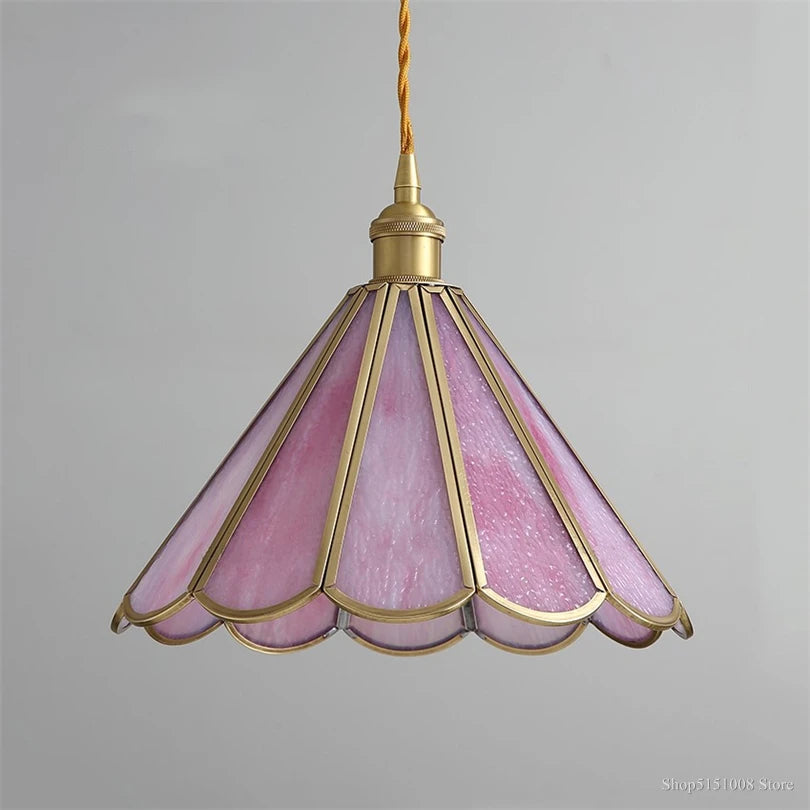 Modern glass bedside lamp with hanging floral decor