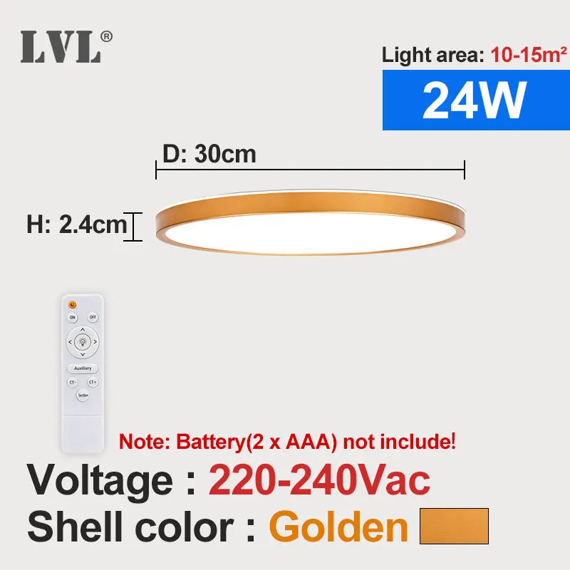 Modern dimmable led ceiling light with remote control - vue 10 sur 14