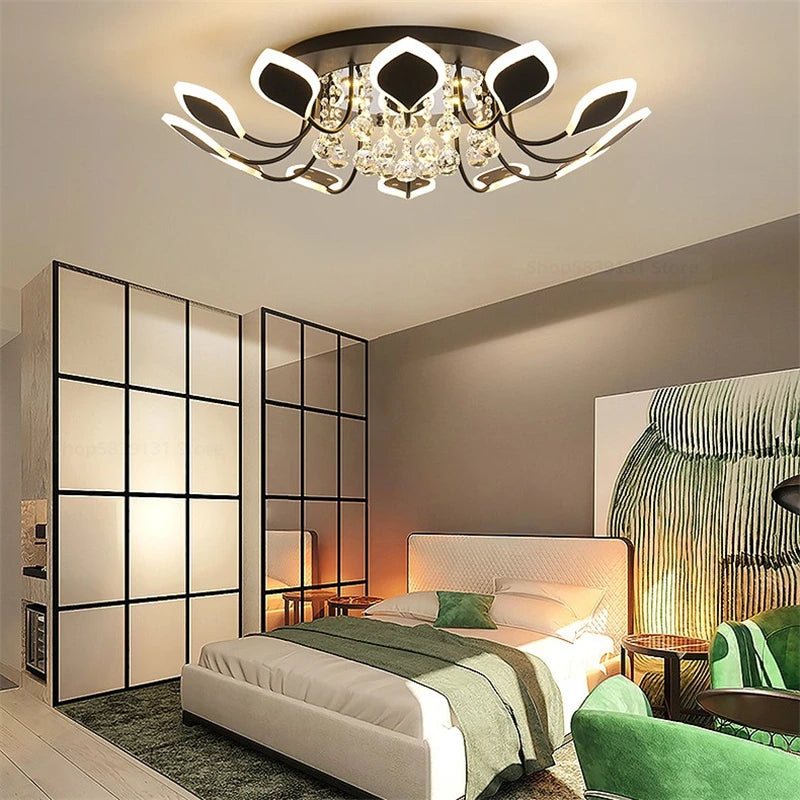 Modern clear crystal ceiling lights with earth LED lighting